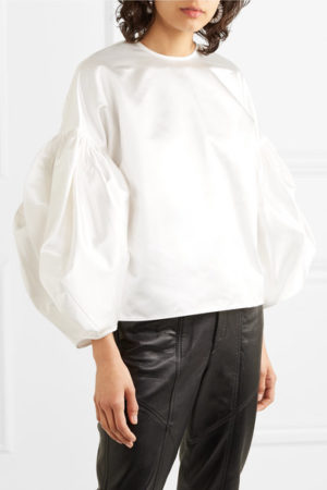 Nackiy Nightingale Cotton Blend Duchesse Satin Blouse About Icons