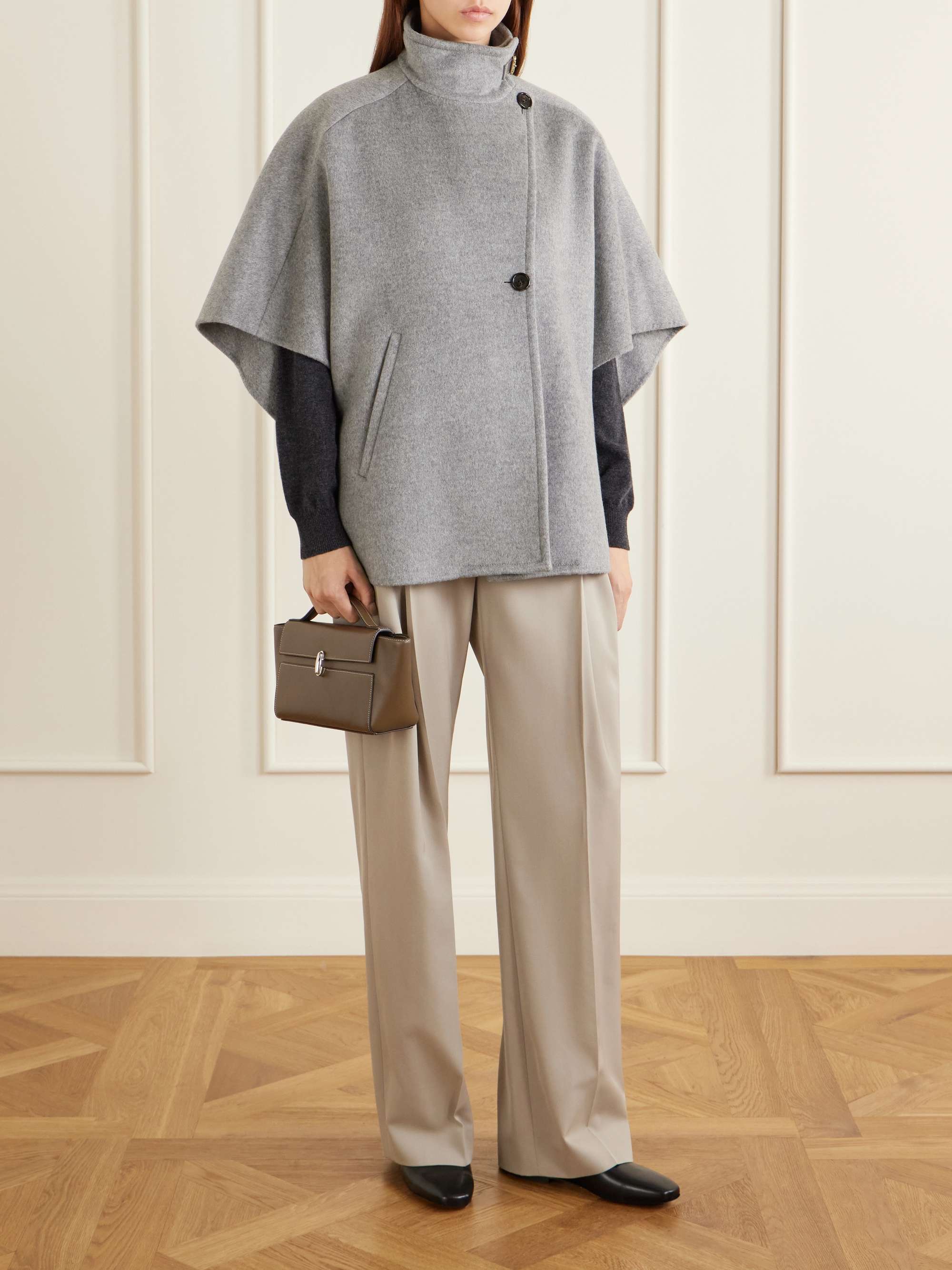 MAX MARA Derrik Buckled Leather-Trimmed Cashmere Cape - alternate view