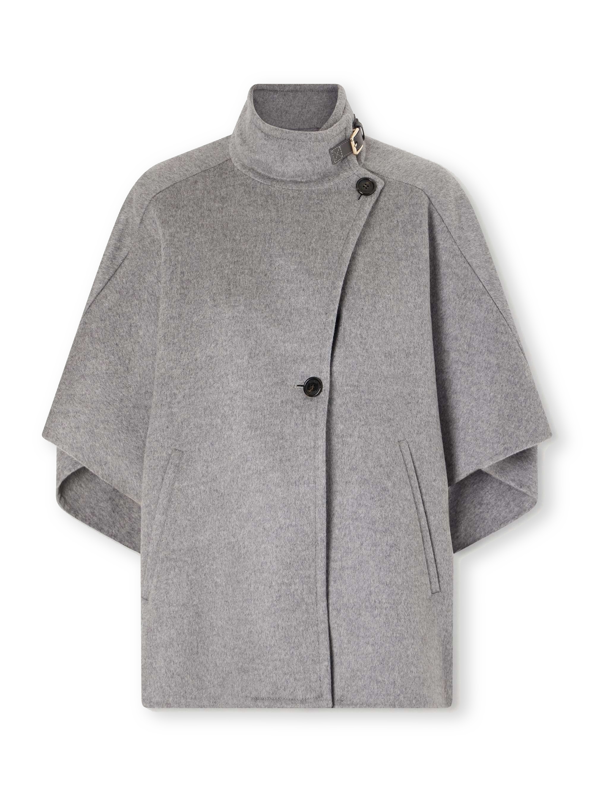 MAX MARA Derrik Buckled Leather-Trimmed Cashmere Cape