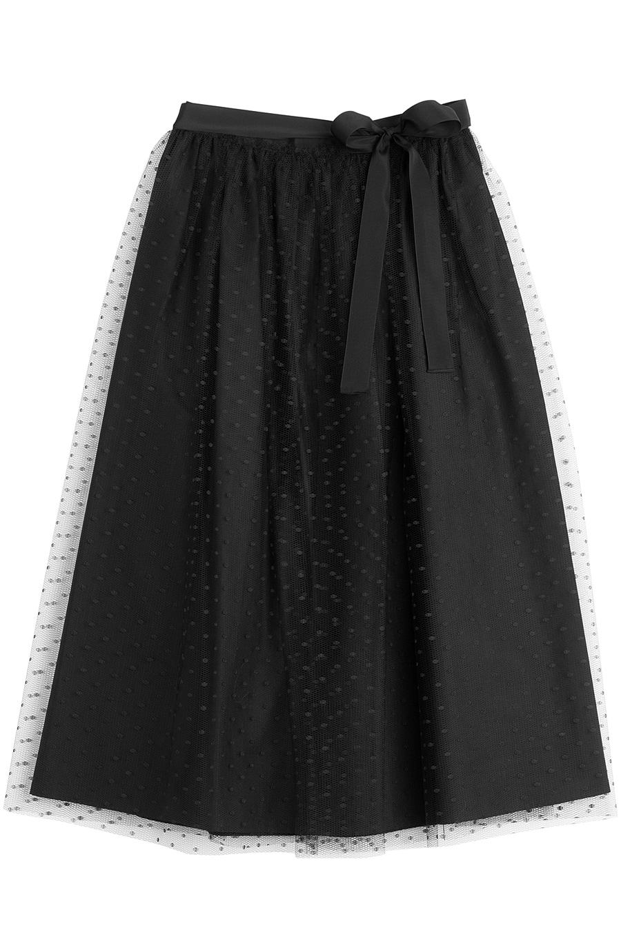 RED Valentino - Black Mid-Length Skirt with Tulle | FASHION STYLE FAN