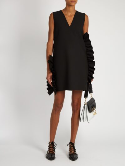 MSGM - Black V-Neck Dress with Ruffles - Image 2