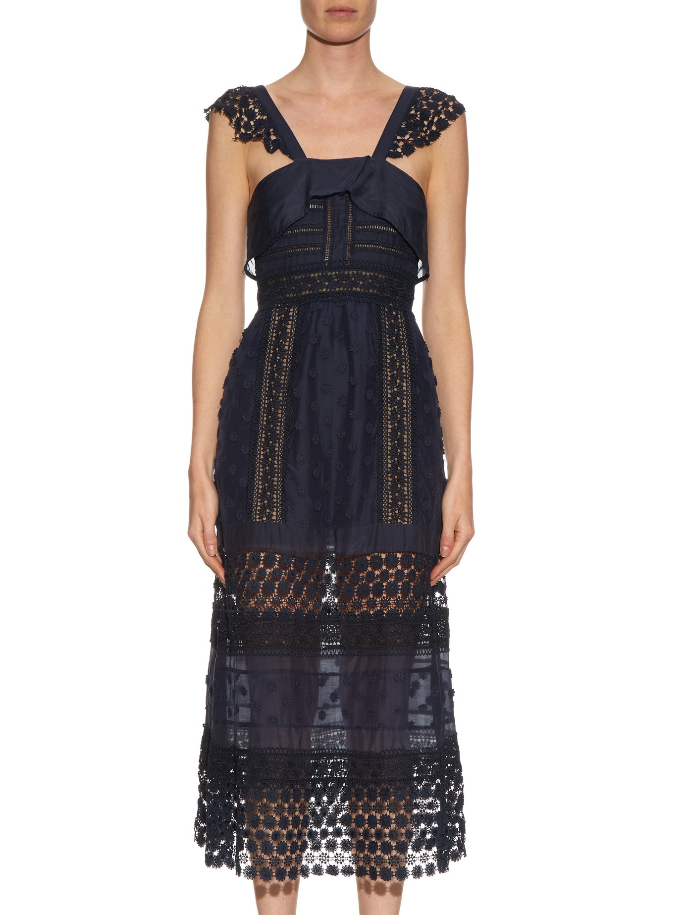 Self-Portrait - Bluebell Lace Midi Dress | FASHION STYLE FAN