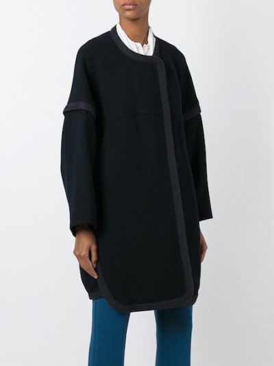 Chloe - Wool Cocoon Coat, Navy 2