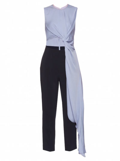 Roksanda - Blue Silk Blend Draped Cut-Out Jumpsuit