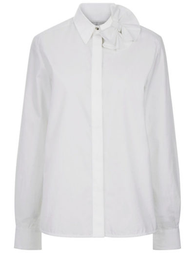 Victoria, Victoria Beckham - White Cotton Bow Collar Shirt