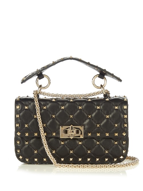 Valentino - Rockstud Mini Quilted Leather Cross-Body Bag - Black ...