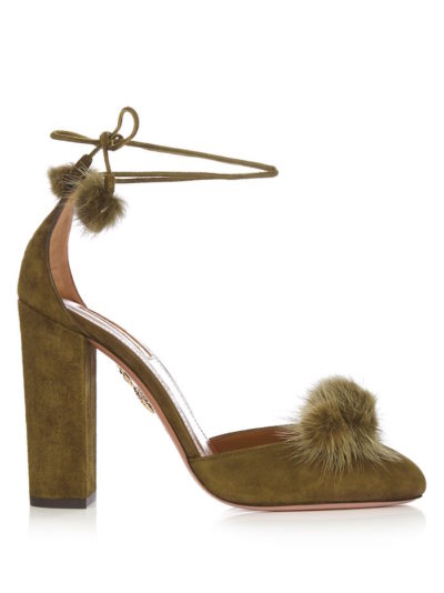 Aquazzura - Wild Russian Fur and Suede Pumps Khaki