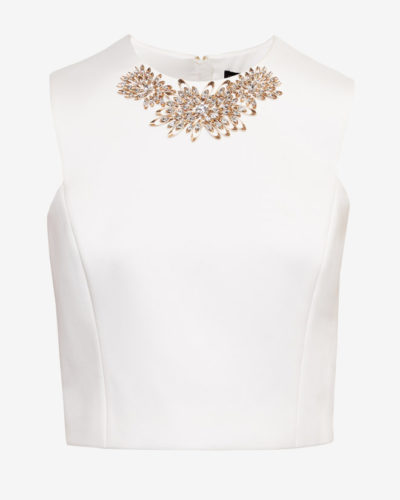 Ted Baker - Embellished Cropped Top, White