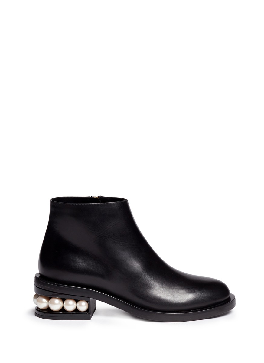 ankle boots with pearl heel