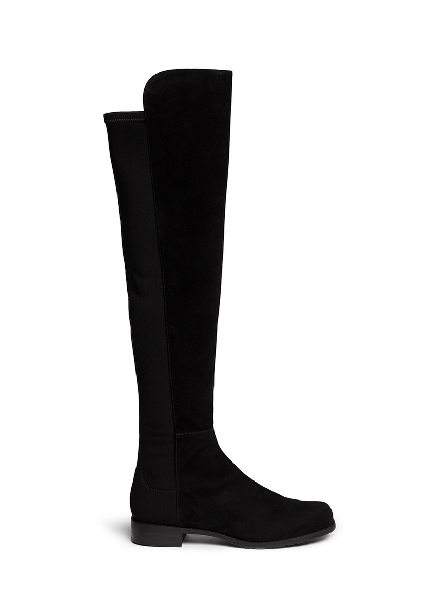 Stuart Weitzman - '5050' Elastic Back Suede Boots - Black | ABOUT ICONS