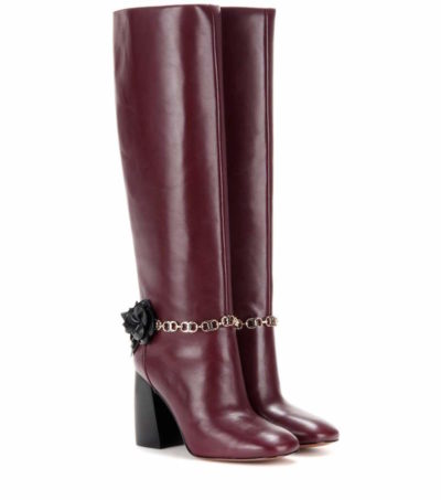 Tory Burch - Blossom Embellished Leather Knee-High Boots