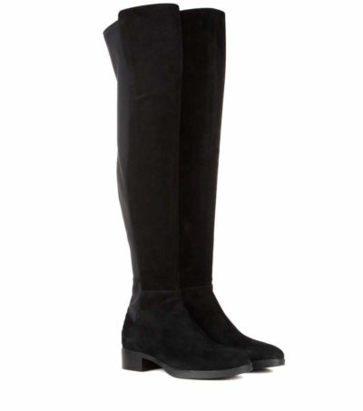 Tory Burch - Suede and Fabric Over-the-Knee Boots - Black