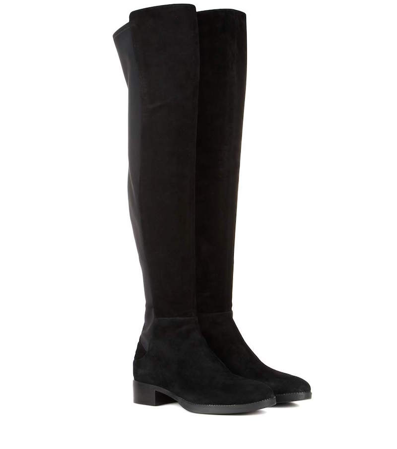 Tory Burch - Suede and Fabric Over-the-Knee Boots - Black | ABOUT ICONS