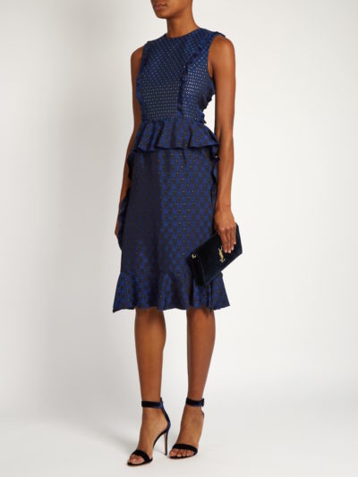 Lanvin - Ruffled Jacquard Dress - Blue