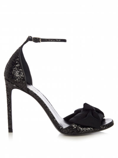 Saint Laurent - Jane Bow-Detail Glitter Sandals - Black
