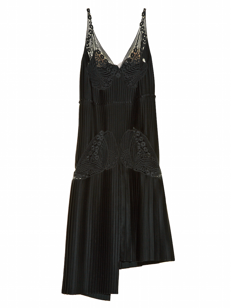 Stella McCartney - Lace and Pleated-Satin Dress - Black | ABOUT ICONS