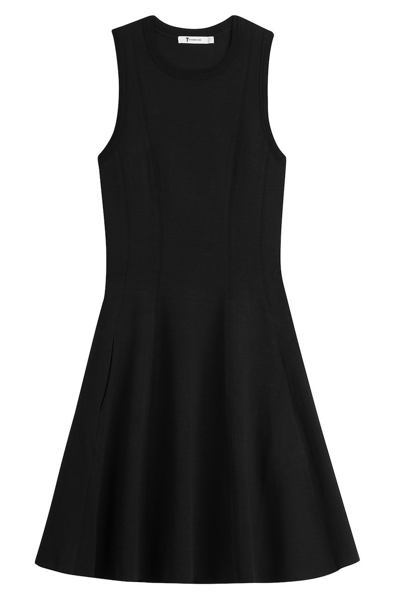 T By Alexander Wang - Knit Dress with Pleated Skirt - Black | ABOUT ICONS