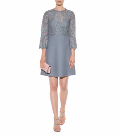 Valentino - Lace-trimmed Wool and Silk Dress