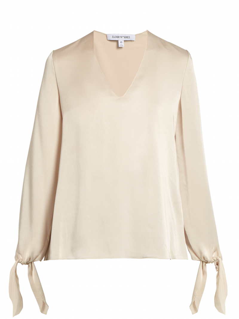 Elizabeth and James - Astrid V-Neck Long-Sleeved Satin Blouse | ABOUT ICONS
