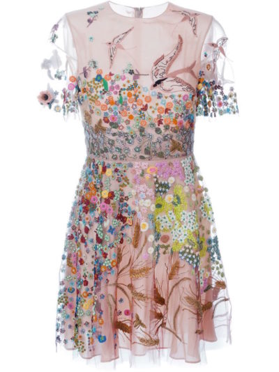 Valentino - Floral Embroidered Dress - Pink