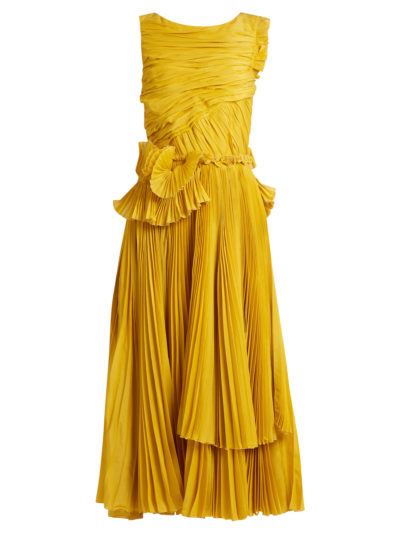 Rochas - Pleated Cotton and Silk-Blend Dress