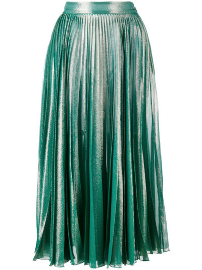 Gucci - Pleated Metallic Skirt - Green