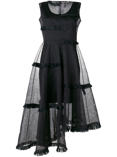 Paskal - Asymmetric Sheer Layer Dress - Black