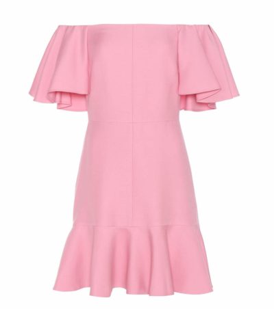 Valentino - Virgin Wool and Silk Crepe Off-The-Shoulder Dress - Pink