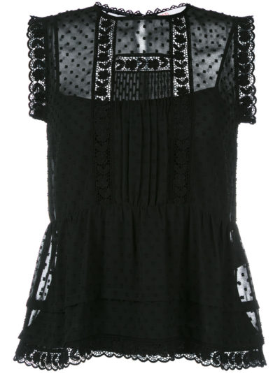 Red Valentino - Sleeveless Embroidered Blouse - Black