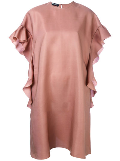 Rochas - Ruffle Sleeve Shift Dress - Peach Pink