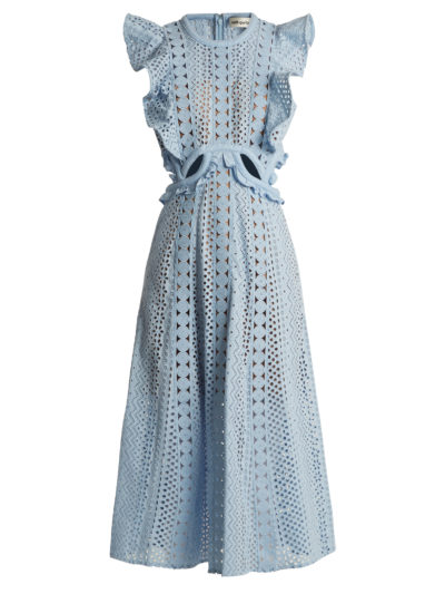 Self-Portrait - Ruffled Cut-Out Broderie-Anglaise Cotton Dress