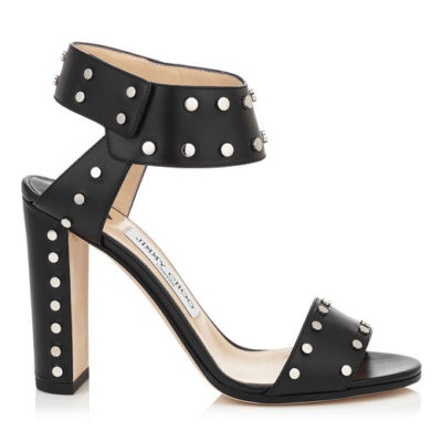 Jimmy Choo - VETO 100 - Leather Sandals with Silver Studs - Black