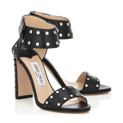 Jimmy Choo - VETO 100 - Leather Sandals with Silver Studs - Black - Buy Online