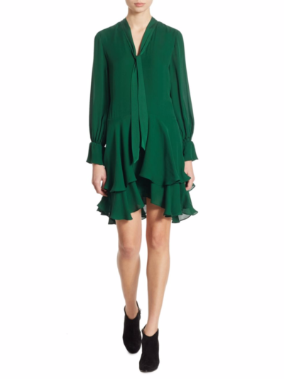 Alice + Olivia - Moore Tiered Silk Tunic Dress - Green