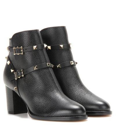 Valentino - Rockstud Leather Ankle Boots - Black