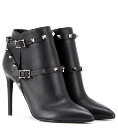 Valentino - Rockstud Noir Leather Ankle Boots