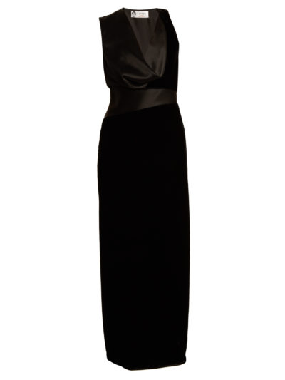 Lanvin - Cowl-Neck Satin-Panelled Velvet Gown