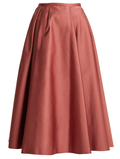 Rochas - Pleated Duchess-Satin Midi Skirt