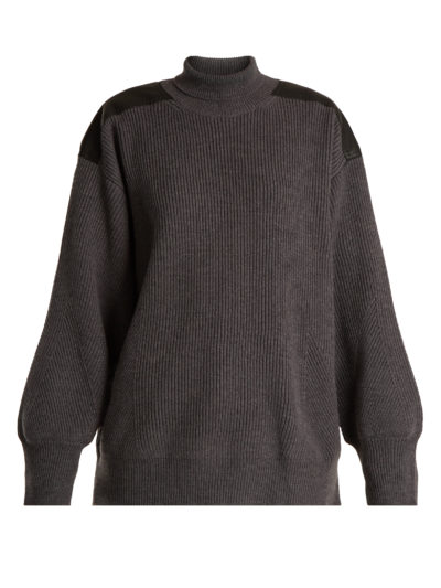 Stella Mccartney - Faux Leather-Trimmed Oversized Wool Sweater