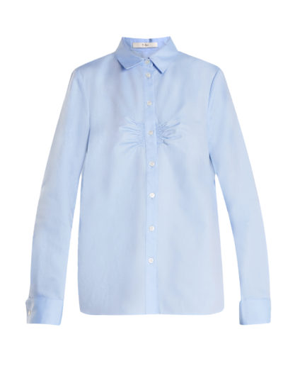 Tibi - Ruched-Front Cotton-Oxford Shirt