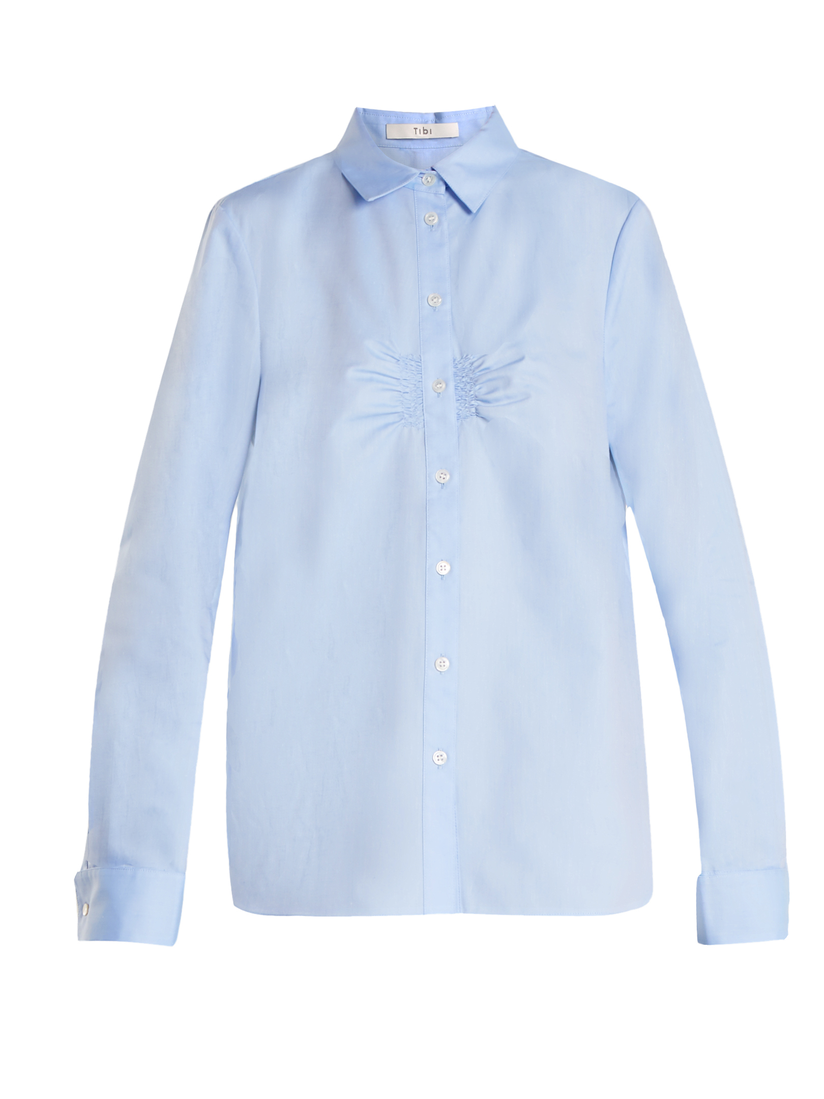 Tibi - Ruched-Front Cotton-Oxford Shirt | ABOUT ICONS