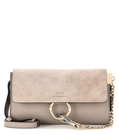 Chloé - Faye Mini Leather And Suede Wallet Bag - Gray