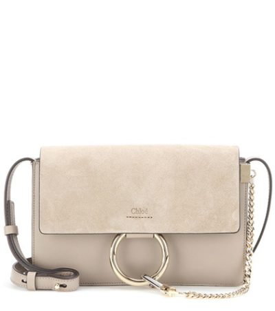 Chloé - Faye Small Leather And Suede Shoulder Bag - Gray