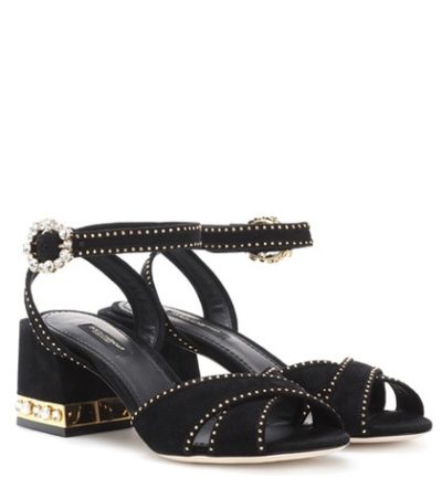 Dolce & Gabbana - Embellished Satin Sandals - Black