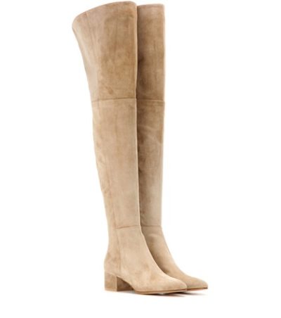 Gianvito Rossi - Rolling Mid Suede Over-The-Knee Boots - Neutrals
