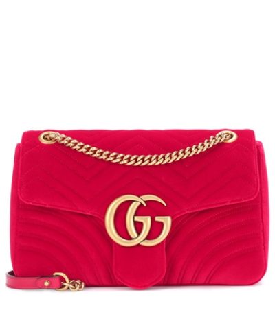Gucci - Gg Marmont Mini Velvet Shoulder Bag - Red