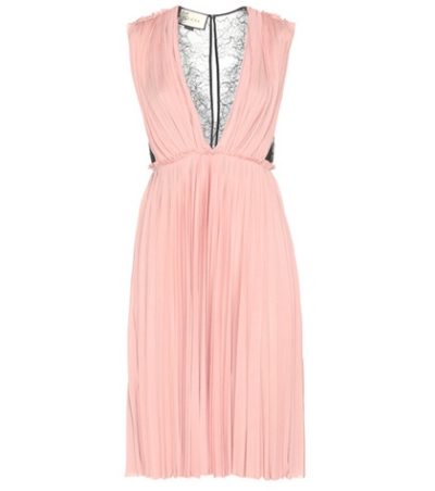 Gucci - Lace-Panelled Crêpe Dress - Pink