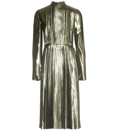 Loewe - Metallic Silk-Blend Pleated Dress - Metallic