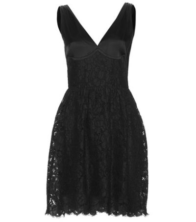 Miu Miu - Sleeveless Satin And Lace Dress - Black