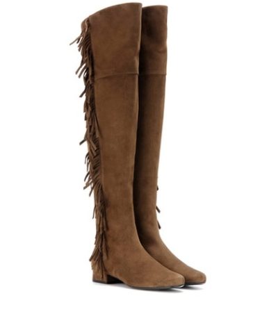 Saint Laurent - Bb 20 Fringed Suede Over-The-Knee Boots - Brown